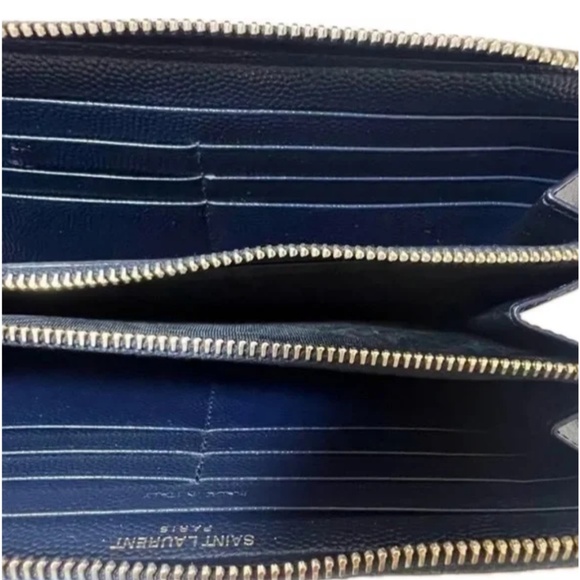 YSL Navy Zippy Wallet w/ Box + Dustbag - Picture 3 of 7